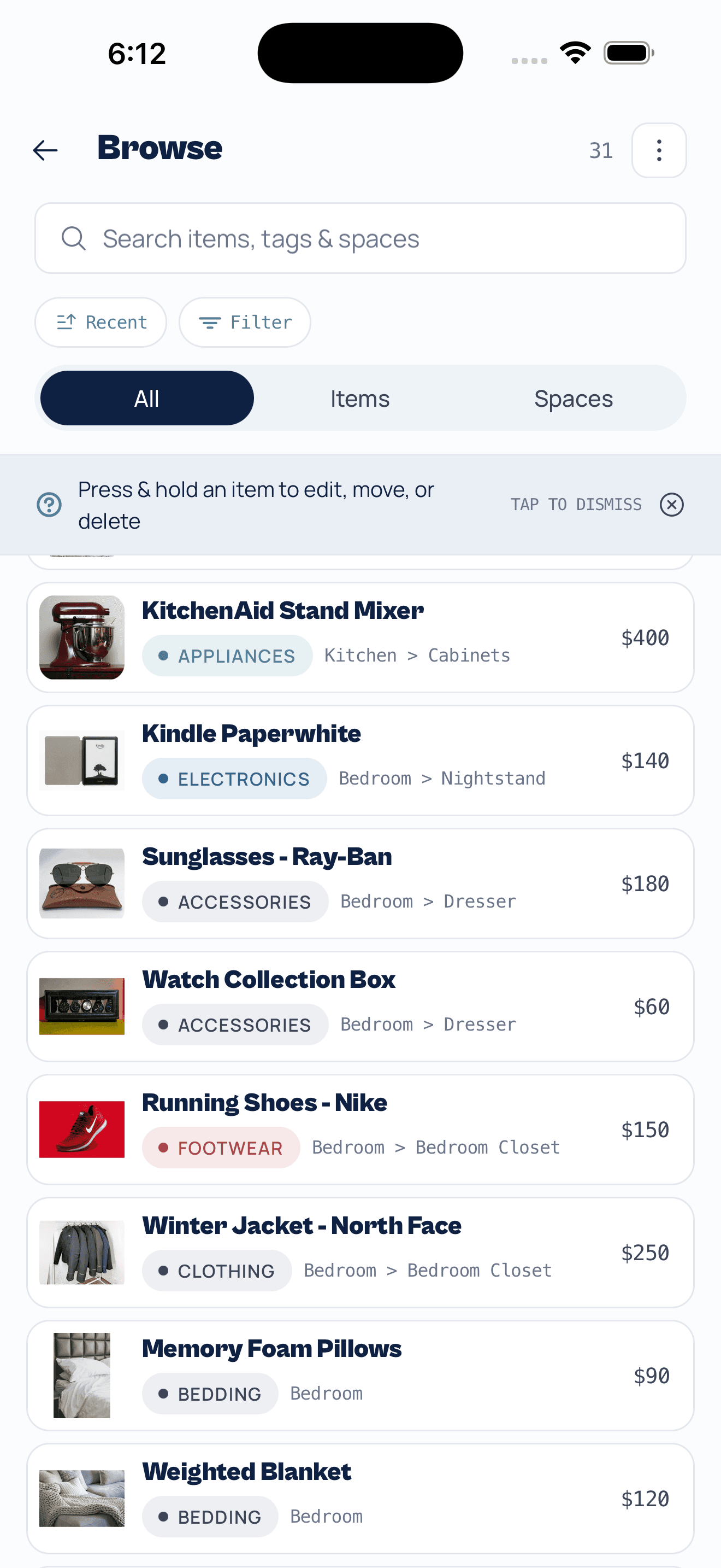 Browsing a catalogued inventory in Myne